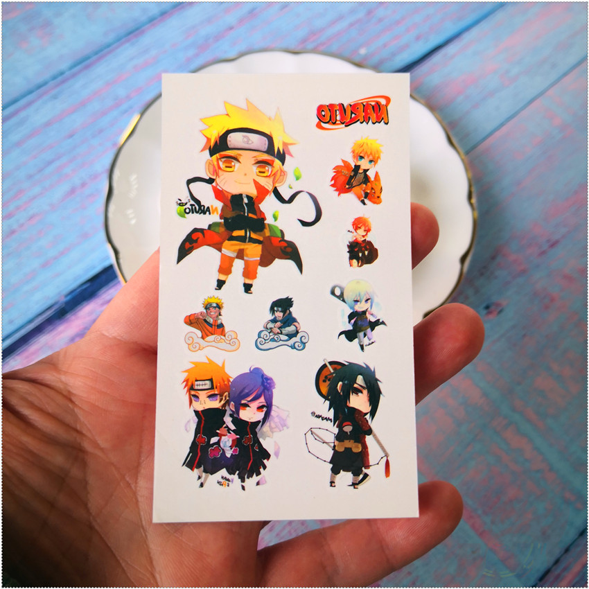 ✿ Hình Xăm Dán Tạm Thời Mini Hình Naruto Series 01-01 ✿ 1 Tấm Hình Xăm Dán Chống Nước Họa Tiết Uzumaki Naruto Uchiha Sasuke