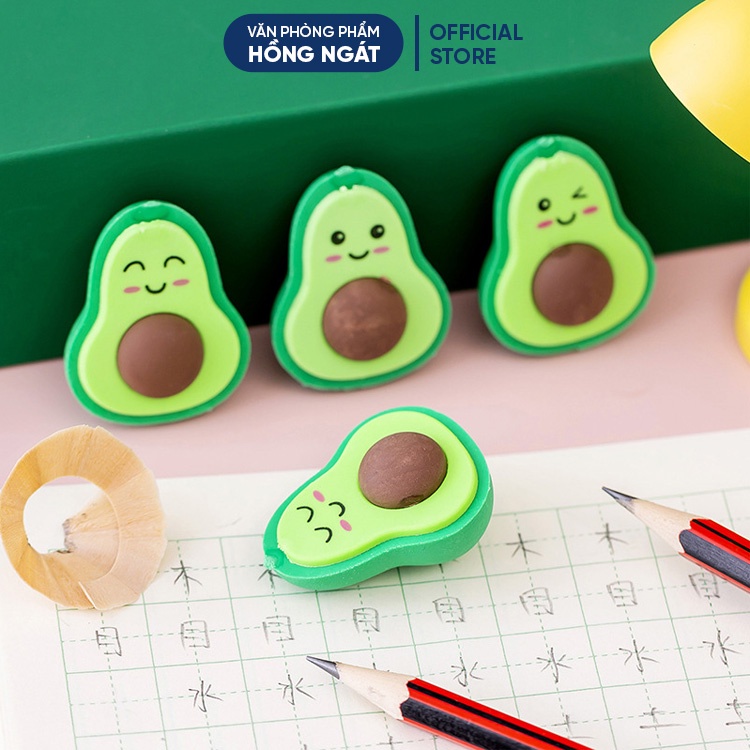 Tẩy bút chì hình quả bơ, đồ dùng học tập dễ thương gôm tẩy cute giá rẻ làm quà tặng học sinh văn phòng phẩm T12