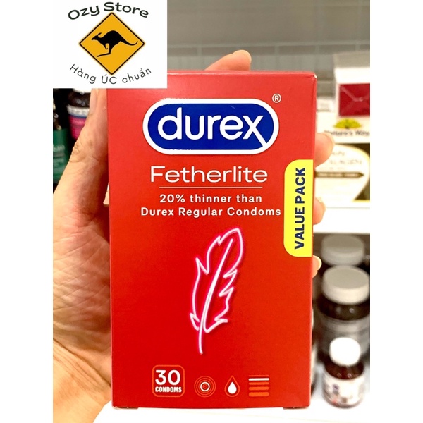 Bao cao su siêu mỏng durex fetherlite, hộp 30 chiếc, hàng chuẩn úc đi air, bao cao su mỏng nhất của durex