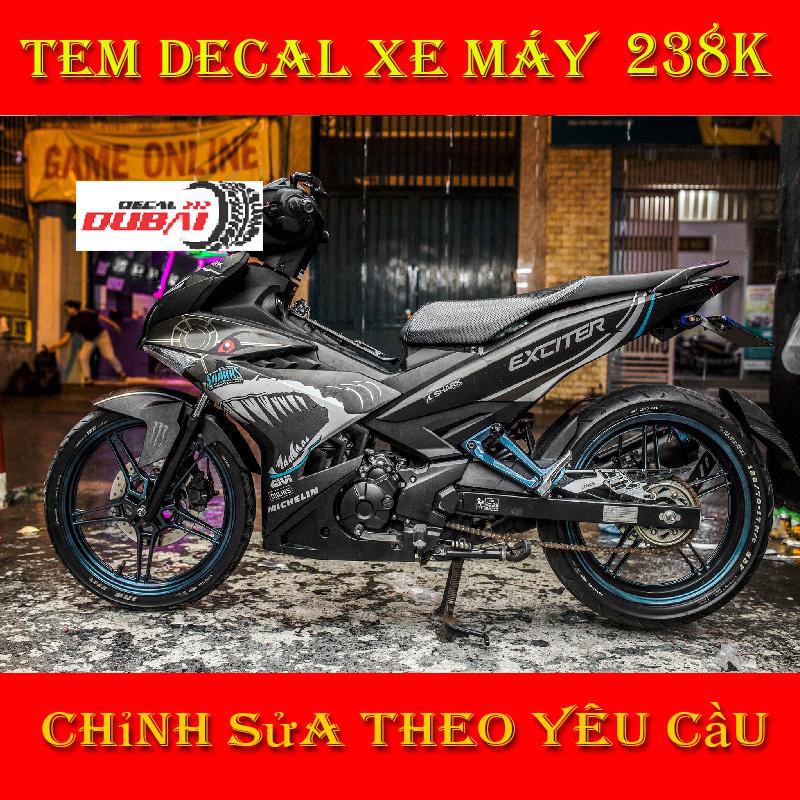 Tem trùm dán exciter 150 Cá Mập Đen Xám Nhám