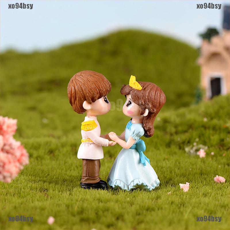 [xo94bsy]1set Prince Princess Couple DIY Mini Miniature Figurine Garden Micro La