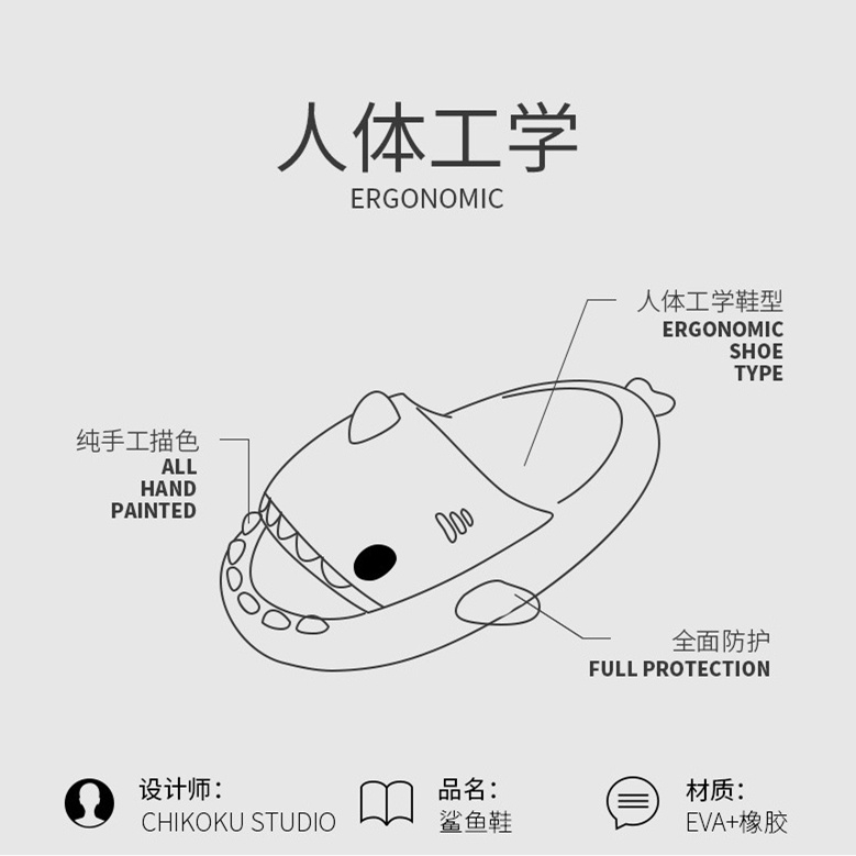 TIKP dép đi trong nhà ngoài trời thiết kế cá mập dễ thương siêu nhẹ chống trượt cho cặp đôi nam nữ