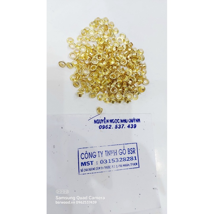 Khoen ore mắt cáo 4mm,5mm,6mm,8mm,10mm,12mm,14mm Bằng sắt xi màu VÀNG Khuy oze mắt cáo bấm bạt, túi giấy Túi 100 cái