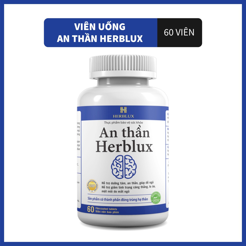 Viên uống ngủ ngon An thần Herblux, cải thiện mất ngủ, giúp an thần, giảm căng thẳng, đau đầu