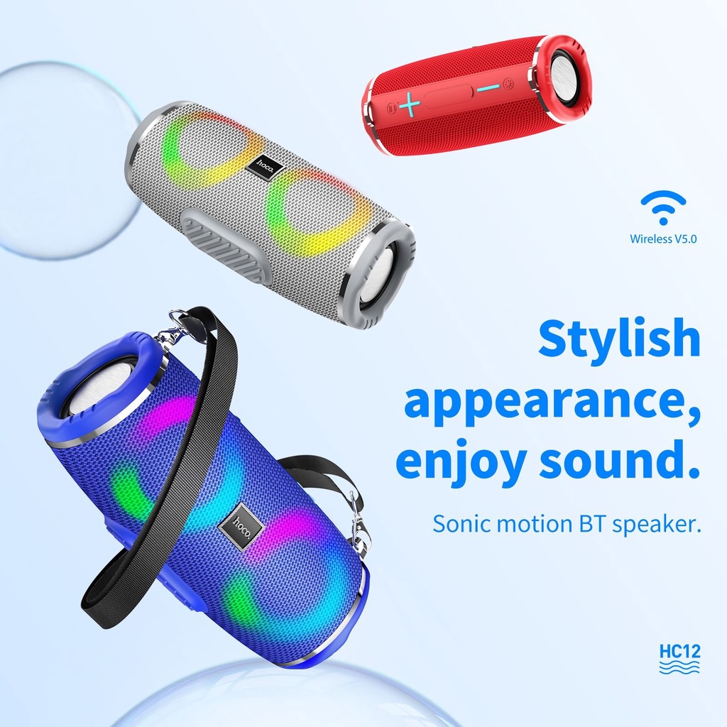 Loa Bluetooth Hoco HC12 Âm Thanh Hay Tích Hợp Đèn LED Sống Động, Thiết Kế Cực Đẹp, Độ Bền Cực Cao. Bảo Hành 12 Tháng.