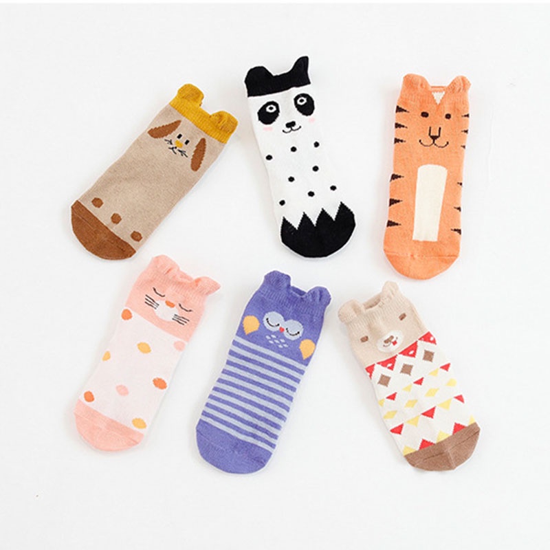 Vớ cotton mềm chống trượt họa tiết hoạt hình dễ thương cho bé