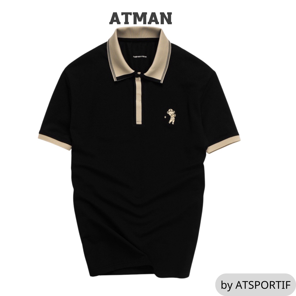 Áo Thun Nam Có Cổ Tay Ngắn Polo logo Thêu Cao Cấp ATMAN Thời Trang