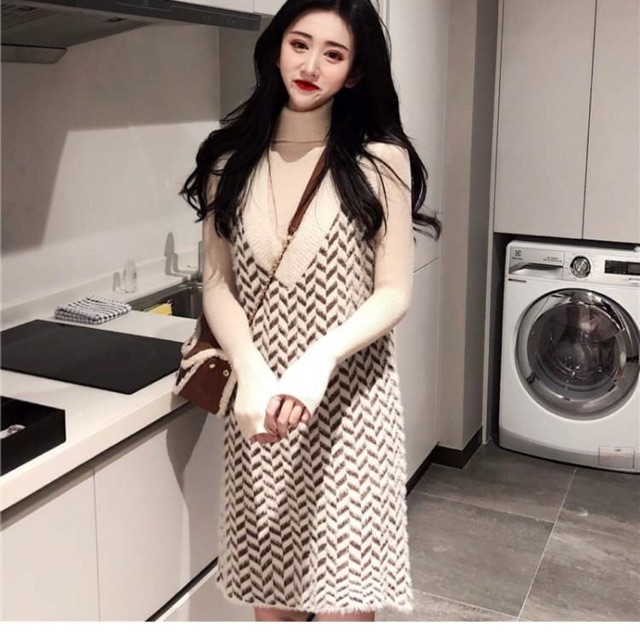 Đầm len dáng suông(áo ngoài)