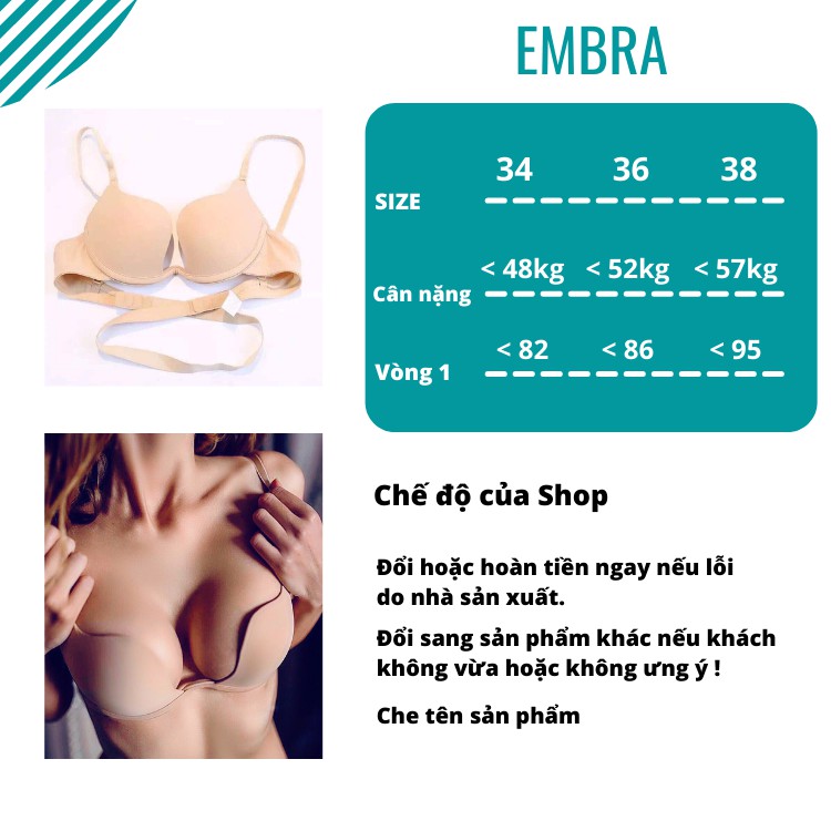 Áo Lót Nữ Embra Multi Ngực Chữ U Hàng Cao Cấp Loại 1 Vải Cotton Thoáng Mát và Hút Ẩm mã EBALCG05