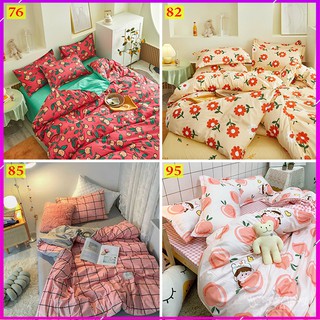 Bộ Chăn Ga Gối Đệm Màu Hồng Đáng Yêu Chất Mềm Mịn Chống Co Rút Sợi