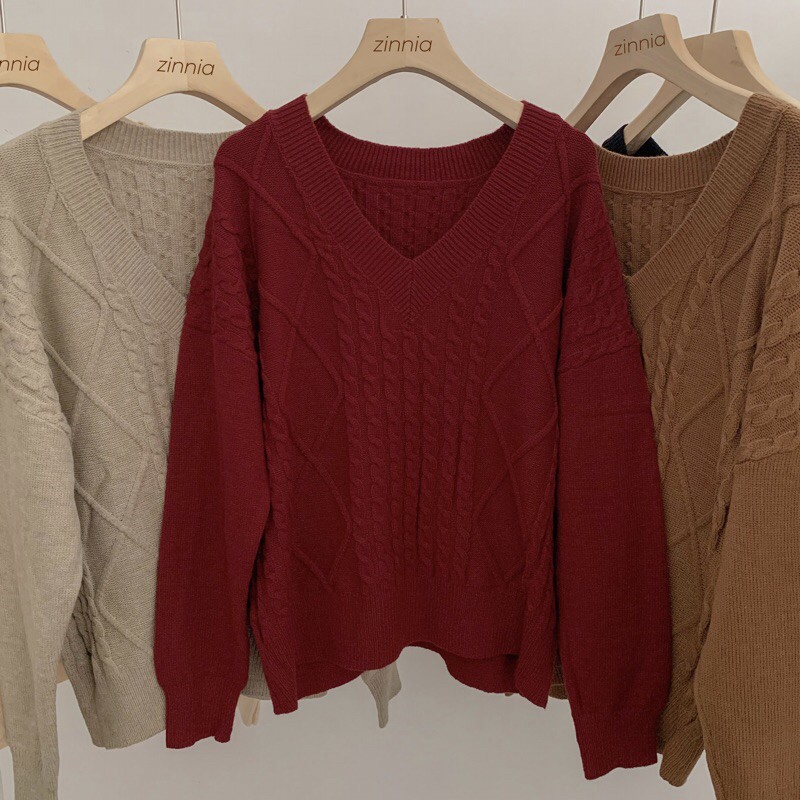 Áo len thừng cổ tim classic/Holiday sweater