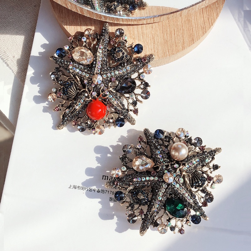 Trâm Cài Áo Hình Sao Biển Đính Đá Và Ngọc Trai Thời Trang Cho Nữ