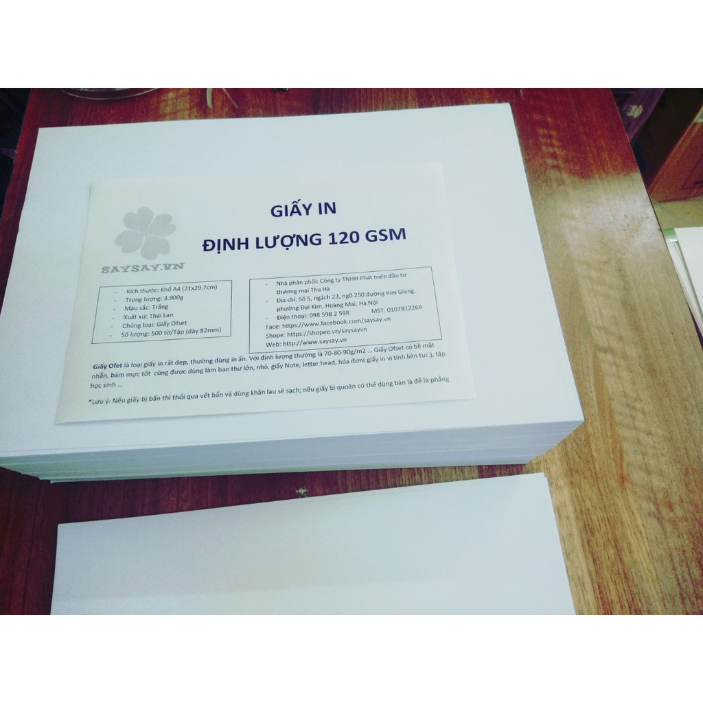 500 tờ Giấy in ofset/ couches định lượng 120gsm khổ A4