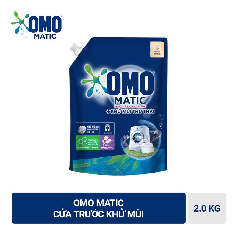 Nước giặt Omo Matic cho máy giặt cửa trước bền đẹp bịch có nắp vặn