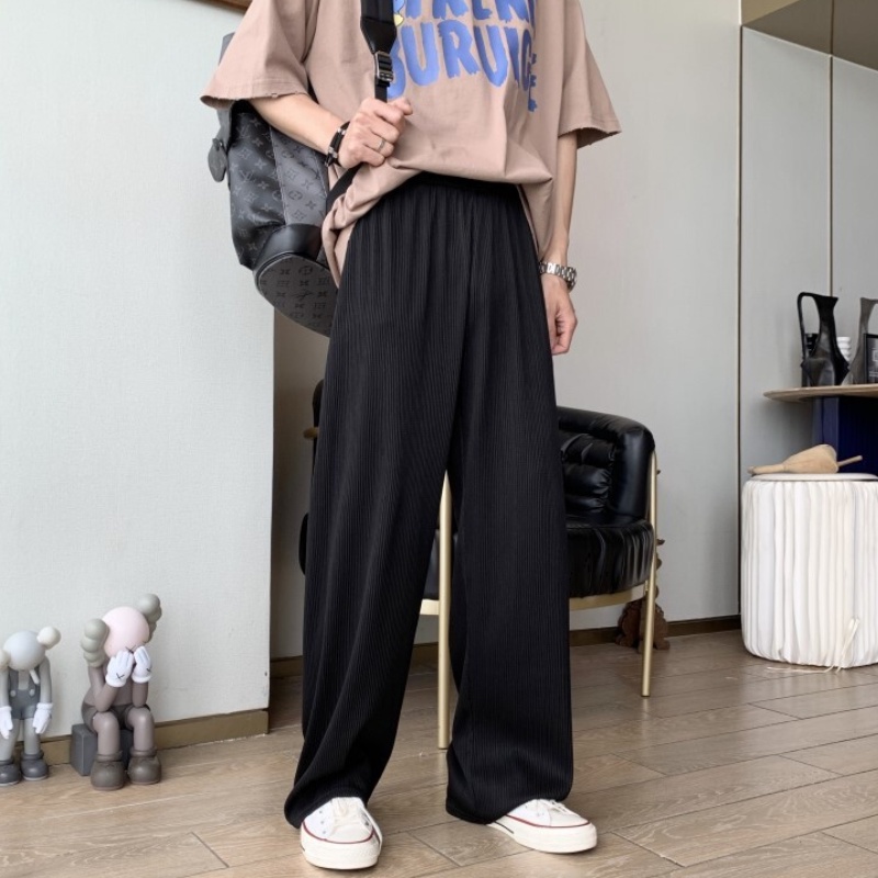 Quần Baggy Lụa Lạnh Mỏng Ống Rộng Màu Trơn Thời Trang Retro Cho Nam | BigBuy360 - bigbuy360.vn