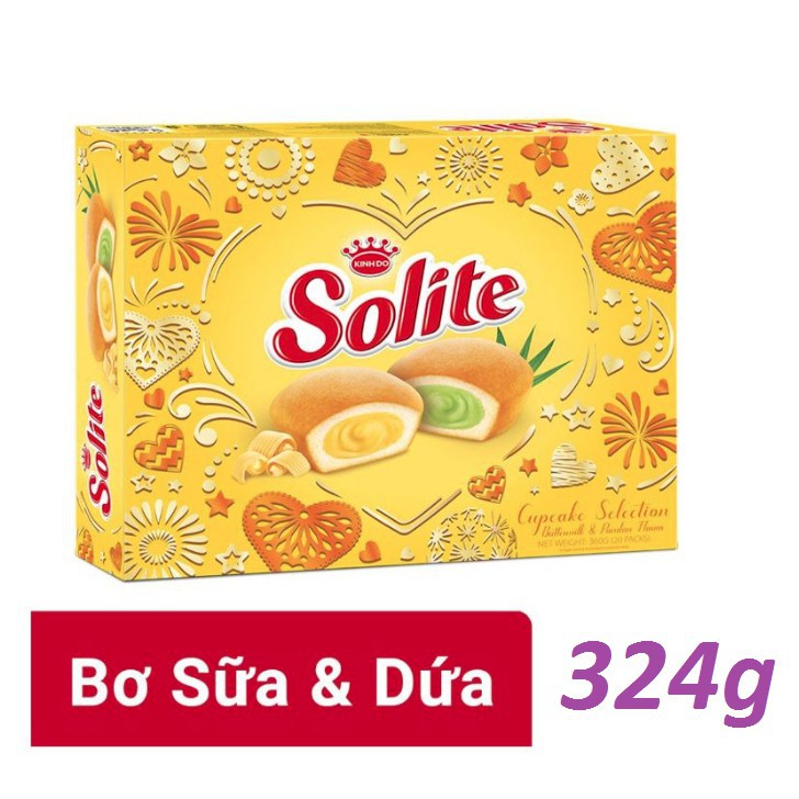 Bánh Solite Kinh Đô Cuộn Vị Dâu & Lá Dứa /Bơ sữa lá dứa Hộp 324g