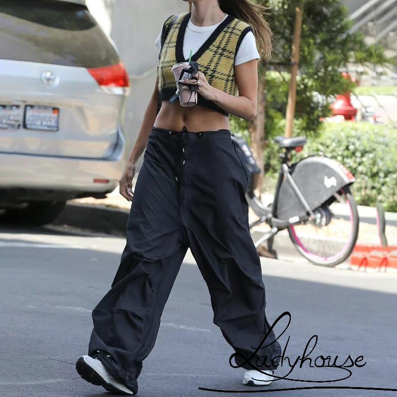 Quần Baggy Dài Rộng Màu Trơn Có Túi Dành Cho Nữ Mặc Hàng Ngày