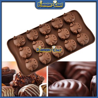 Khuôn Silicon Socola Hình 15 Mặt Heo Biểu cảm