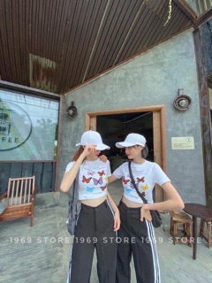 Áo croptop bướm ngũ săc (croptop đẹp)