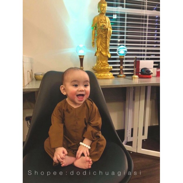 Đồ Lam Đi Chùa # Vạt Hò Cho Bé Vải Thoáng Mát # Quần Áo Bé Trai Gái - Đồ lam đi chùa - Set lam Phật tử