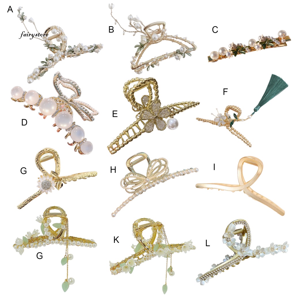 Fairystore| Kẹp Tóc Đính Ngọc Trai Giả Phong Cách Vintage