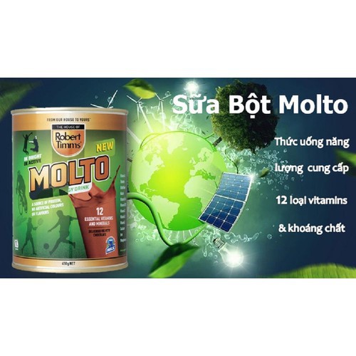 Sữa bột cacao lúa mạch Molto Australia 450gr bổ sung canxi