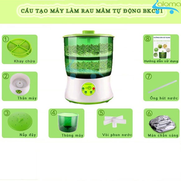 Máy làm giá đỗ gieo mầm tự động phun nước BKCN1 nhựa cao cấp- Hàng chính hãng