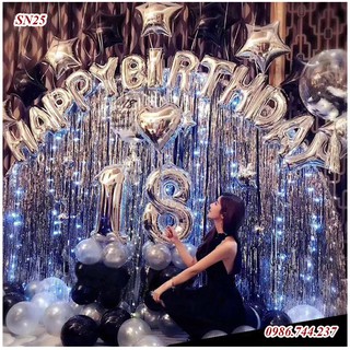 Set Bóng Happy Birthday Kèm Đèn Led Và Số Tuổi Mã SN25