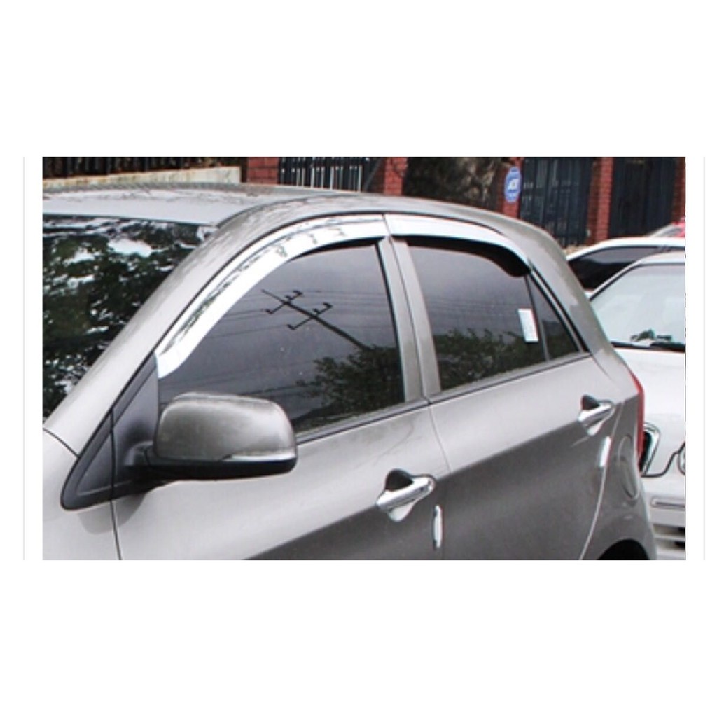 Bộ 4 Vè che mưa xe Hyundai i10 2014-2016-2017-2018-2019-2020 bản Hatback 1 đầu mạ Crom, hàng đẹp ve mua xe o to