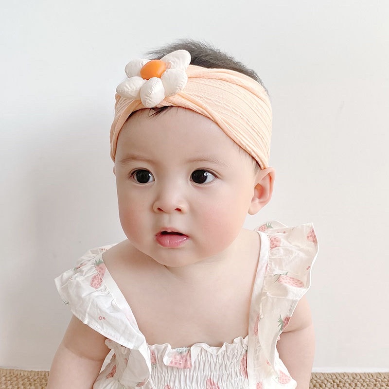 Turban vải mềm bản to nơ phồng cho bé gái