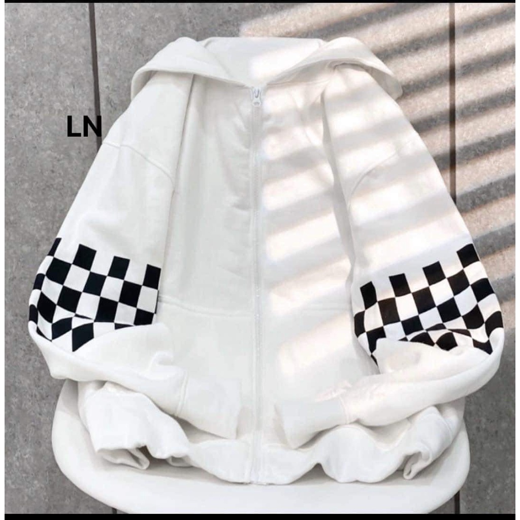 Áo khoác tay kẻ chất nỉ cotton form thụng tay bồng mũ 02 lớp xịn sò 7L0N