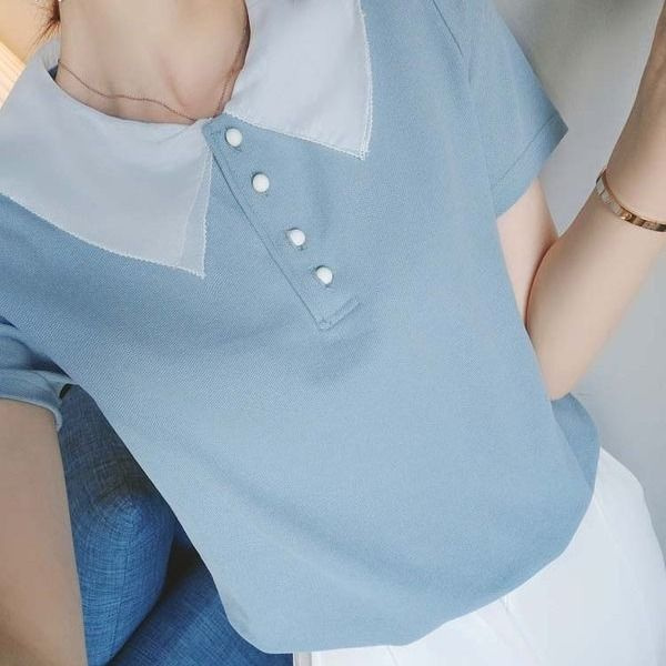 Áo thun Polo tay ngắn màu trơn phong cách Hàn Quốc thời trang mùa hè cho nữ | BigBuy360 - bigbuy360.vn
