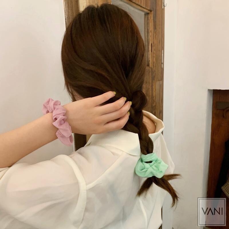 Set 6 Dây Cột Tóc Vải Scrunchies Cột Tóc Màu Xinh HOT TREND - Vani Store