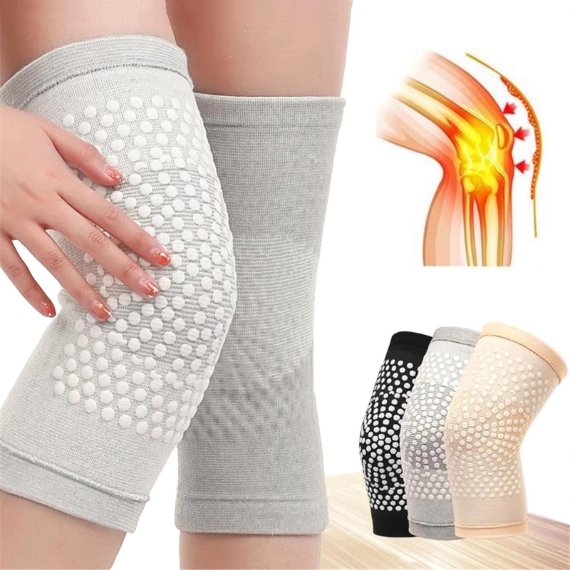 Set 2 đệm đầu gối dệt kim giữ ấm co giãn gấp đôi