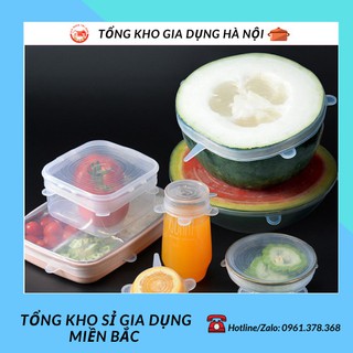 Bộ 6 nắp đậy silicon tròn co giãn nhiều size bảo quản thực phẩm 88122
