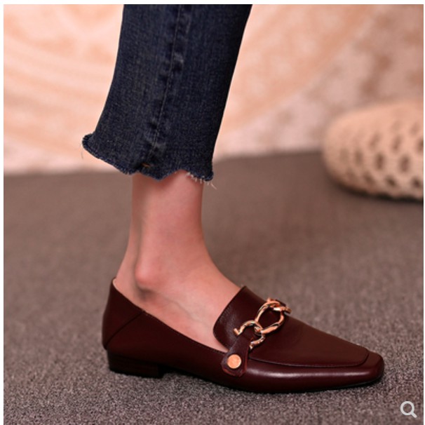 Giày lười đế thấp khóa kim loại cao cấp sang chảnh phong cách châu âu hiện đại đơn giản. hàng quảng châu GCC1079 | BigBuy360 - bigbuy360.vn