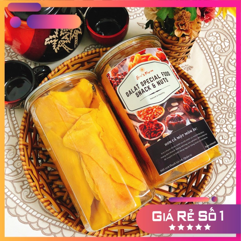 Xoài sấy dẻo không đường Eric's Farm 300g, ngọt thơm, ăn vặt Sài Gòn giá rẻ