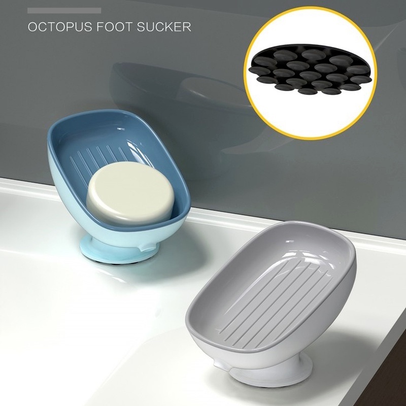 Khay Đựng Xà Phòng Hai Tầng Ráo Nước Có Giác Hút Mạnh Thời Trang Cho Nhà Bếp Nhà Tắm