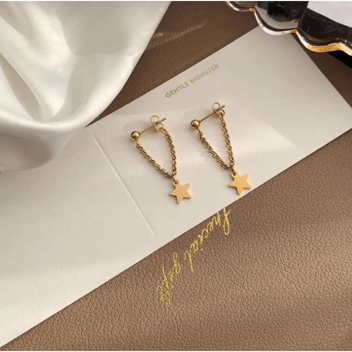 Bông Tai Tòn Ten Ngôi Sao Titan Ko Đen TT 3917