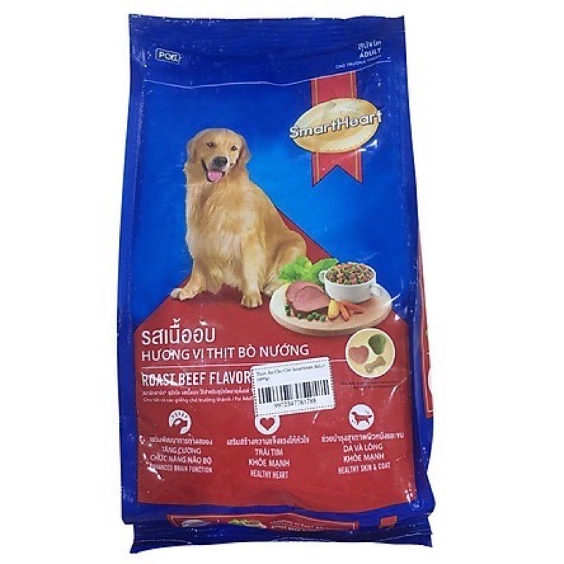 [1Kg5 &amp; 400 Gr]Thức Ăn Khô Cho Chó Trưởng Thành Vị Thịt Bò SmartHeart Adult