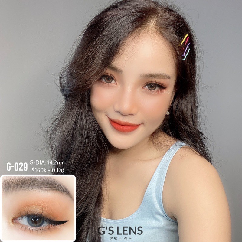 Kính Áp Tròng G'S LENS mã 𝗚-𝟬𝟮𝟵 Blue Xanh Tây Giãn Ít-0 Độ