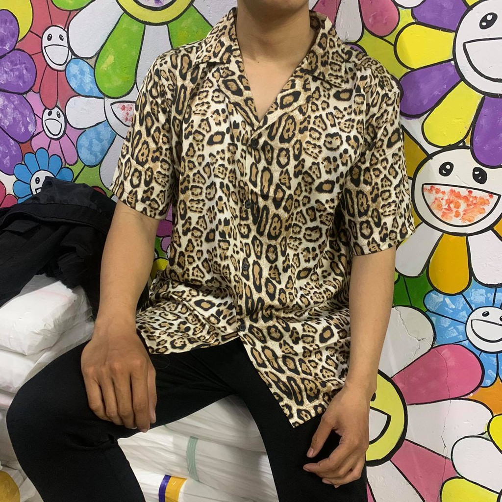 Áo sơ mi tay ngắn hoạ tiết vải lụa mango áo cuban shirt ngắn tay cổ vest mùa hè | BigBuy360 - bigbuy360.vn