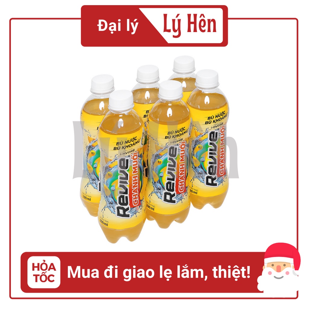 Lốc 6 Chai Nước Uống Giải Khát Bù Khoáng Isotonic Revive Chanh Muối Energy Drink Chai Nhựa PEP 390ml Date Luôn Mới