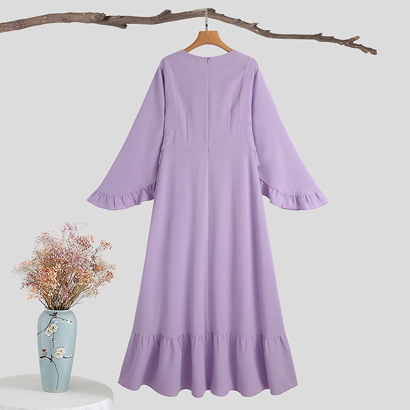 Đầm dài ZANZEA tay diềm xếp nếp búp bê dành cho phụ nữ Hồi giáo