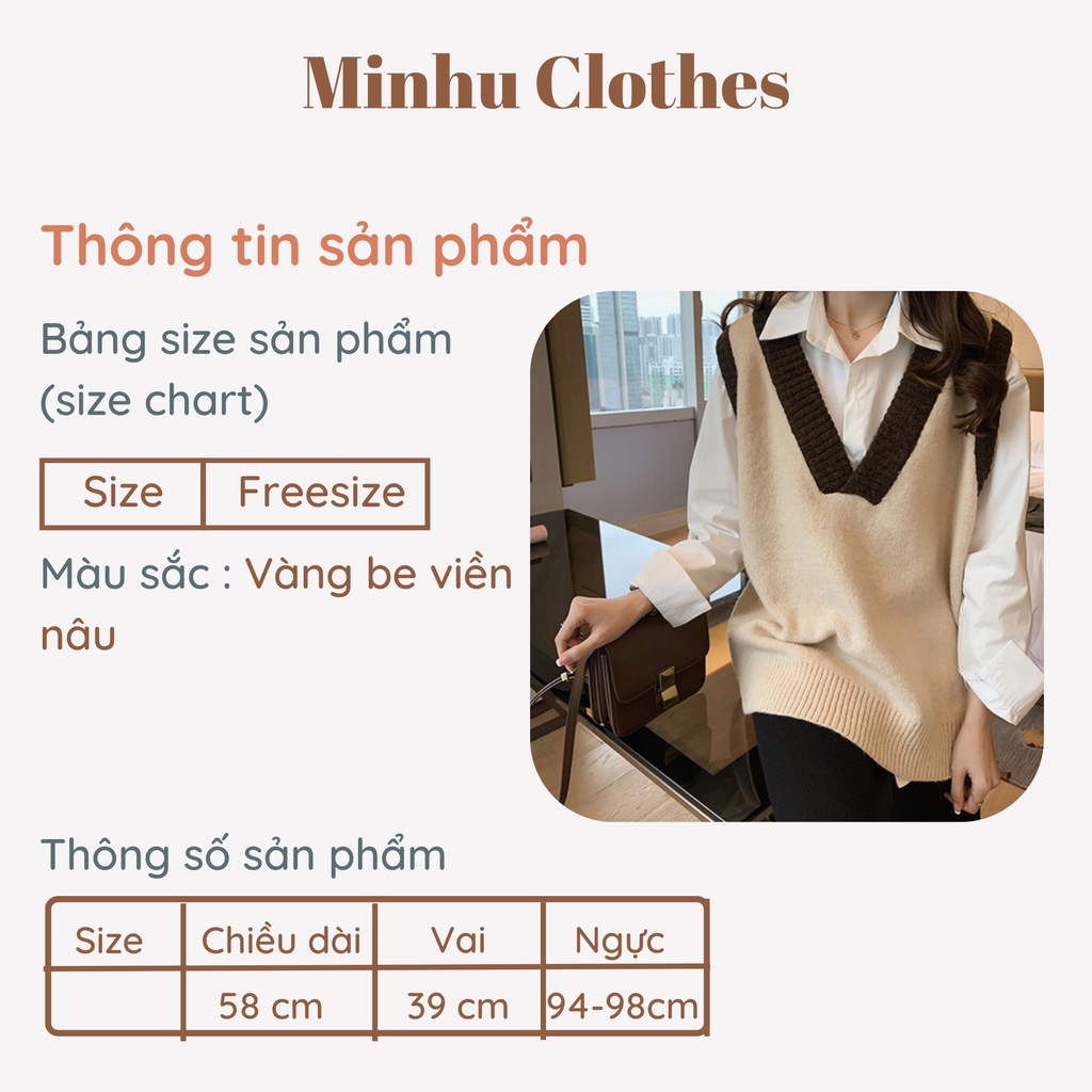 Áo len gile nữ ulzzang hàn quốc freesize cổ chữ V MINHU CLOTHES - AL01