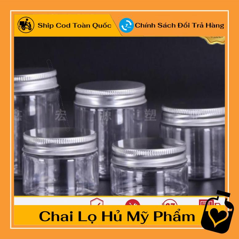 Hủ Đựng Kem ❤ TOP GIÁ RẺ ❤ Hũ nhựa pet Trong Nắp Nhôm 50g 100g 200g 250g đựng mỹ phẩm, thực phẩm, đồ khô, ngũ cốc