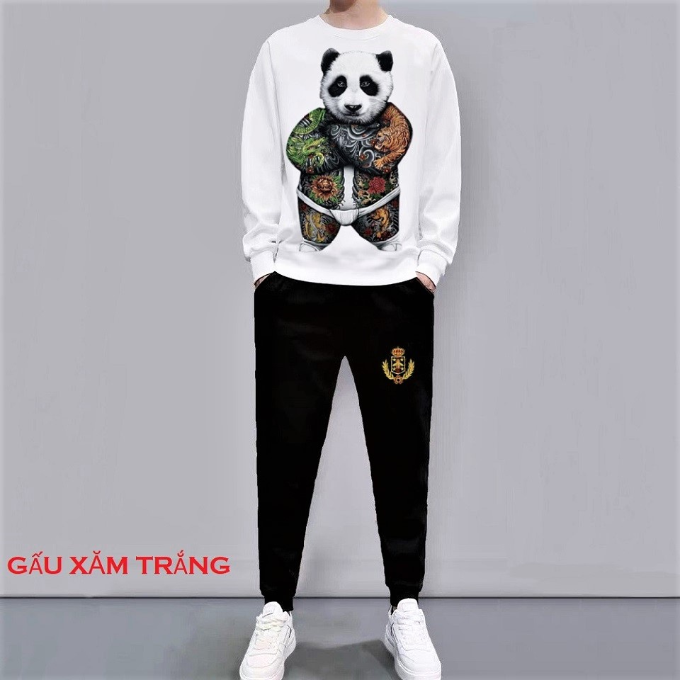 Đồ Bộ Nam dài tay GẤU XĂM 40kg đến 100kg, Bộ thu đông nhiều mẫu đẹp chất co dãn, không bai dão kiểu dáng Hàn Quốc