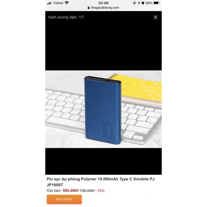 Pin sạc dự phòng Polymer 10.000mAh Type C Xmobile PJ JP190ST