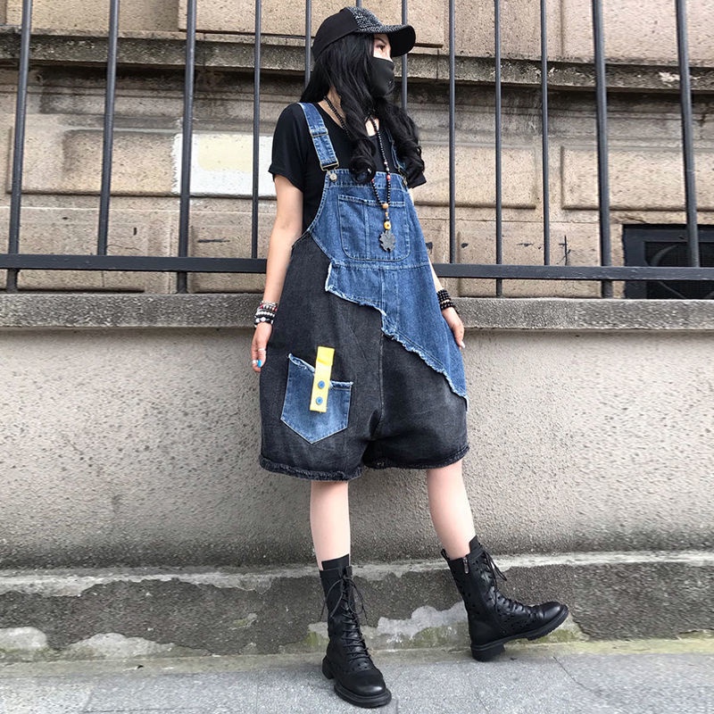 Quần Yếm Denim Dáng Rộng Siêu Mỏng Phong Cách Lười Dễ Phối Đồ