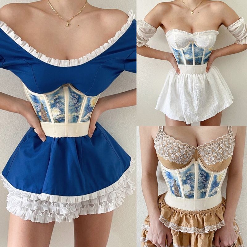 Áo nịt bụng định hình nâng ngực họa tiết thiên thần phong cách cổ điển dành cho nữ